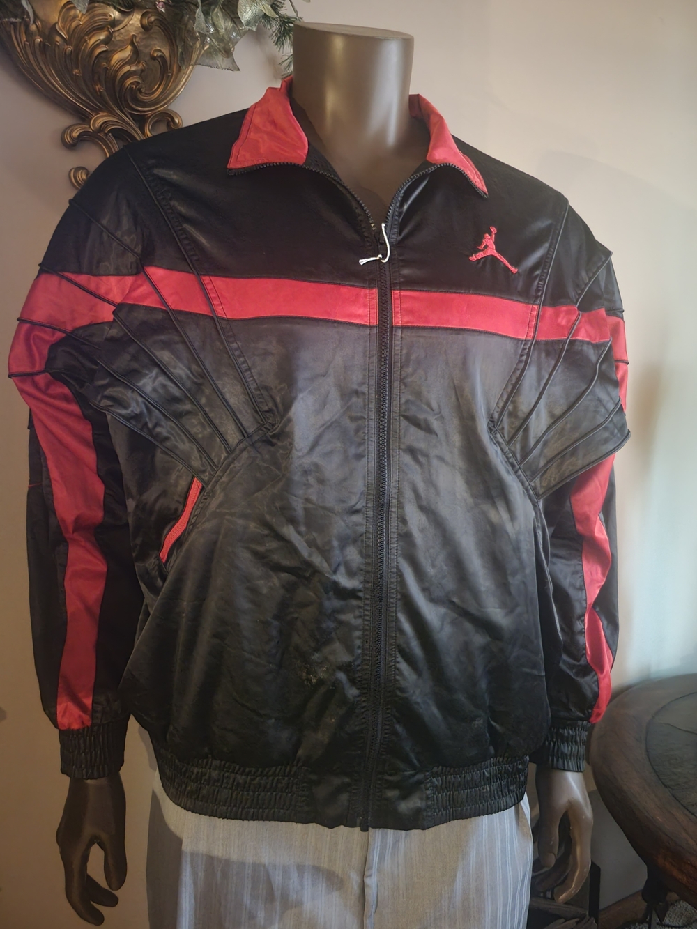 Men's Black & Red Athletic Zip-Up  Sweat Jacket